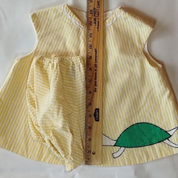 Vintage The Baby Duds of Oklahoma Yellow Seersucker Baby Summer Set *read - Picture 9 of 9